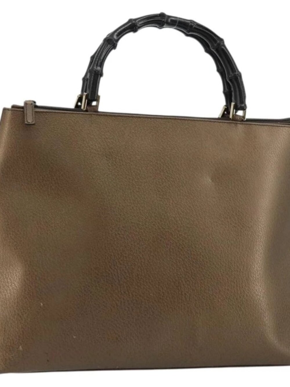 GUCCI Bamboo Hand Bag Leather Bronze Gold 002 2122 0507 Auth